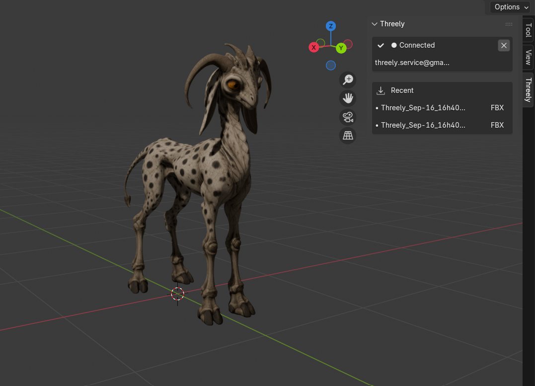 Het gegenereerde model geopend in Blender via de Threely-plugin